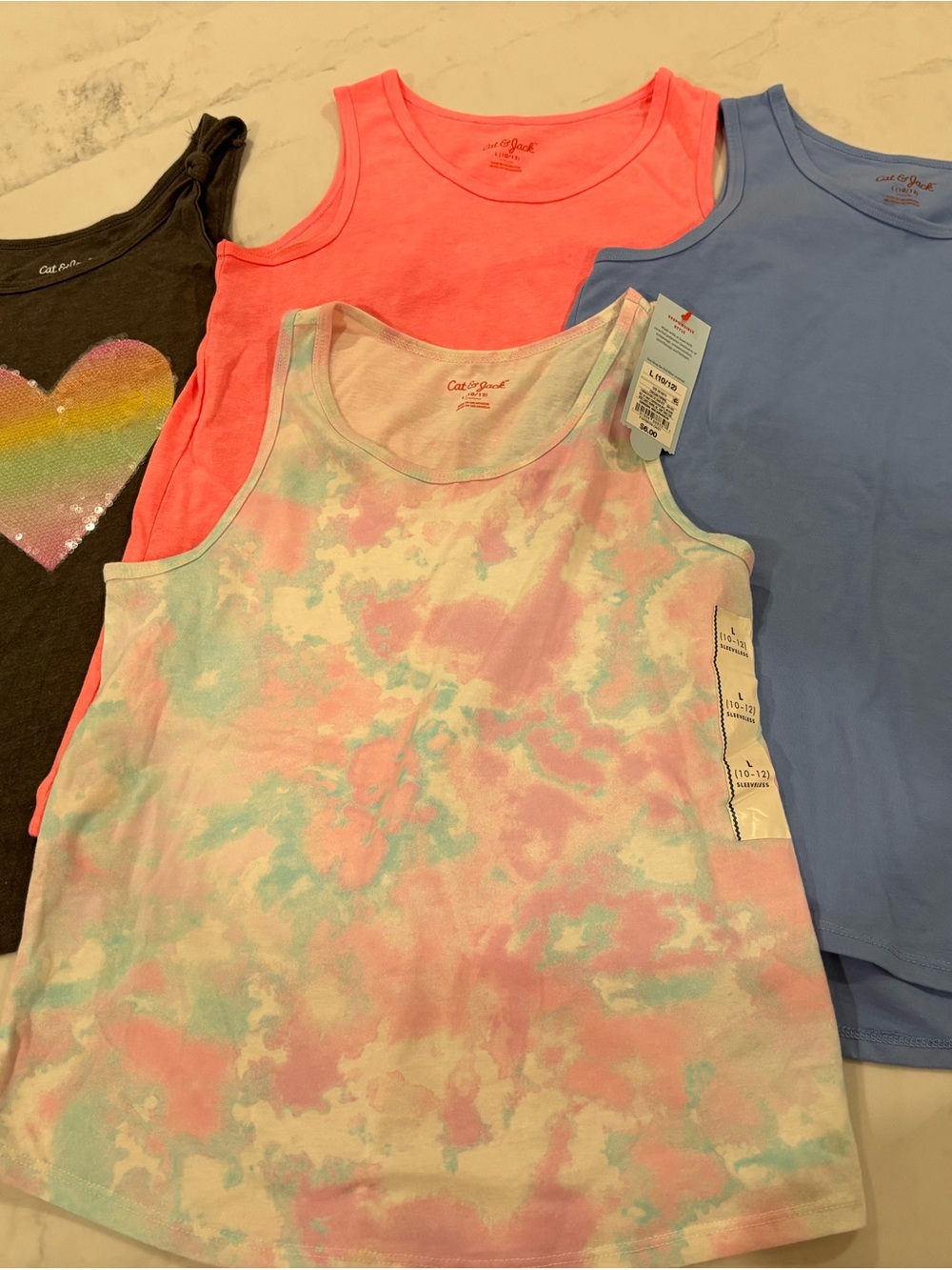 Cat & Jack Pastel Tie-Dye Tank Top Bundle - Size 10/12